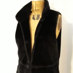 Vintage Talbots faux fur black vest S/M
